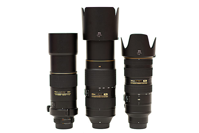 尼康300mm f/4D vs尼康80-400mm vs尼康70-200mm带镜头罩