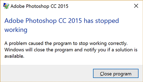 Photoshop CC 2015崩溃
