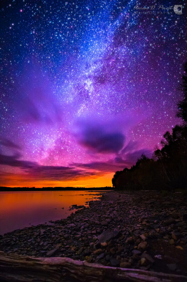 银河系在斯宾塞湾，驼鹿头湖，缅因州