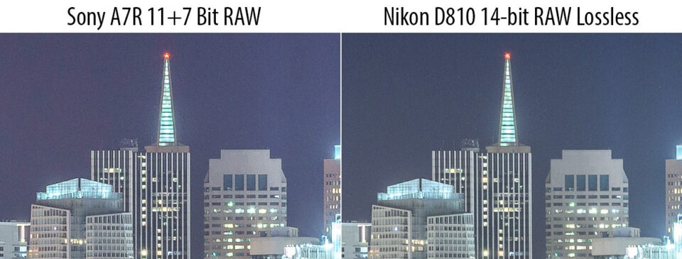 索尼A7R 11+7位RAW vs尼康D810 14位RAW