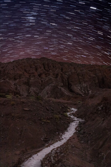圣佩德罗附近，阿塔卡马沙漠盐湖上空的星迹
