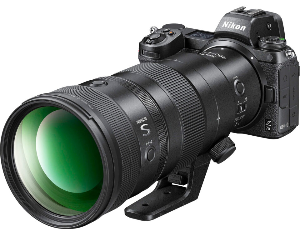 尼康Z 400mm f-4-5镜头与三脚架脚相机